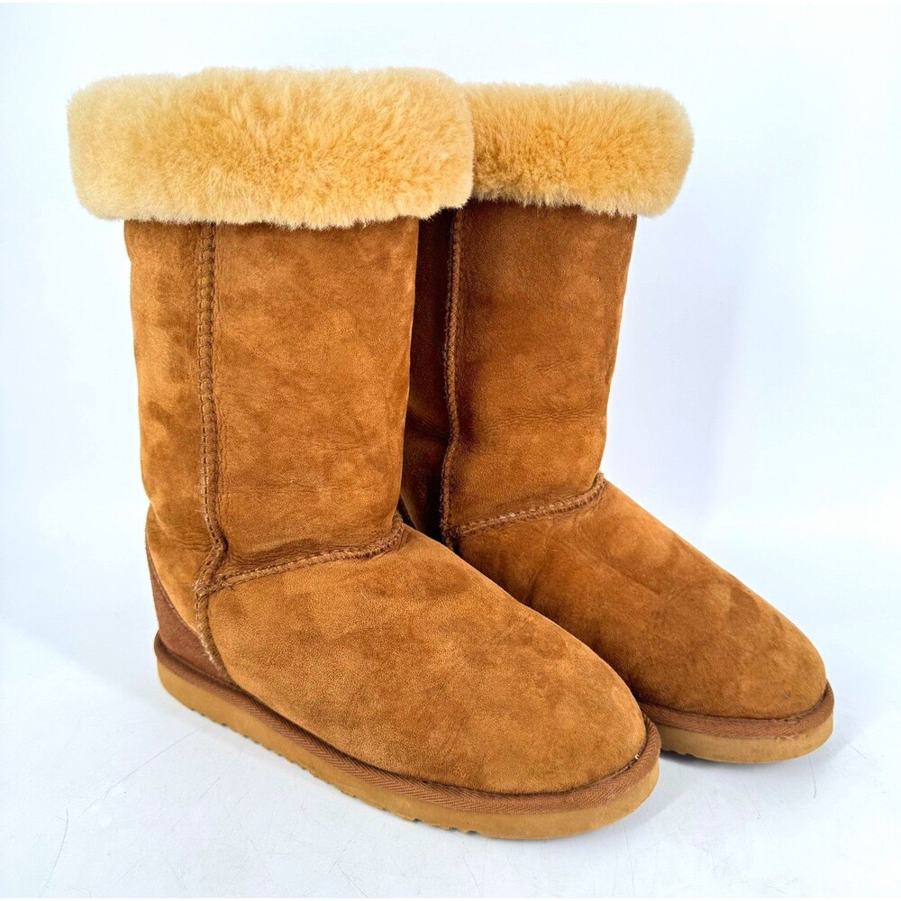 Cozie Steps Classic Tall Boots Women’s 9 Brown Genuine Sheepskin Shearling Fur